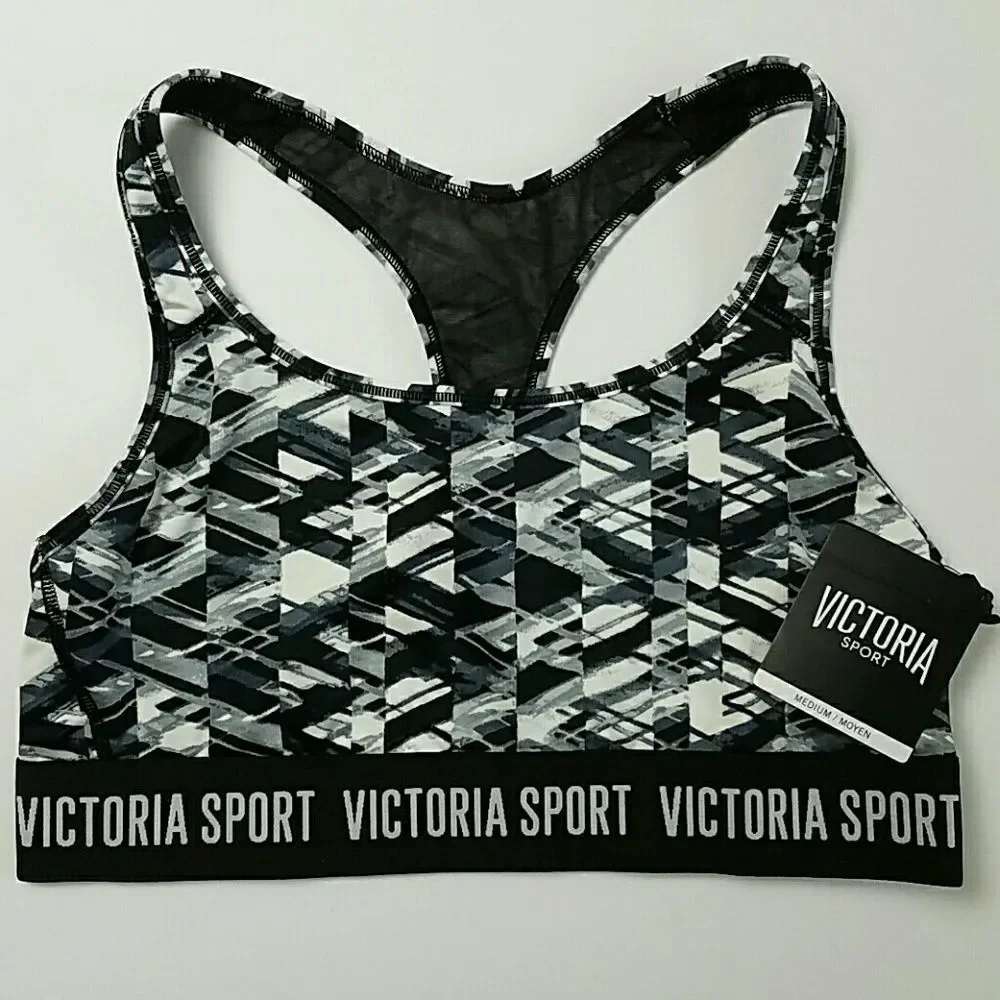 NWT Victoria's Secret Sport The Player Racerback Sports Bra Abstract Geometric